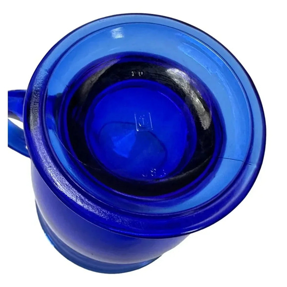 STARBUCKS Anchor Hocking  Cobalt Blue Mug Glass Pedestal Footed Coffee EARLY - Picture 8 of 10